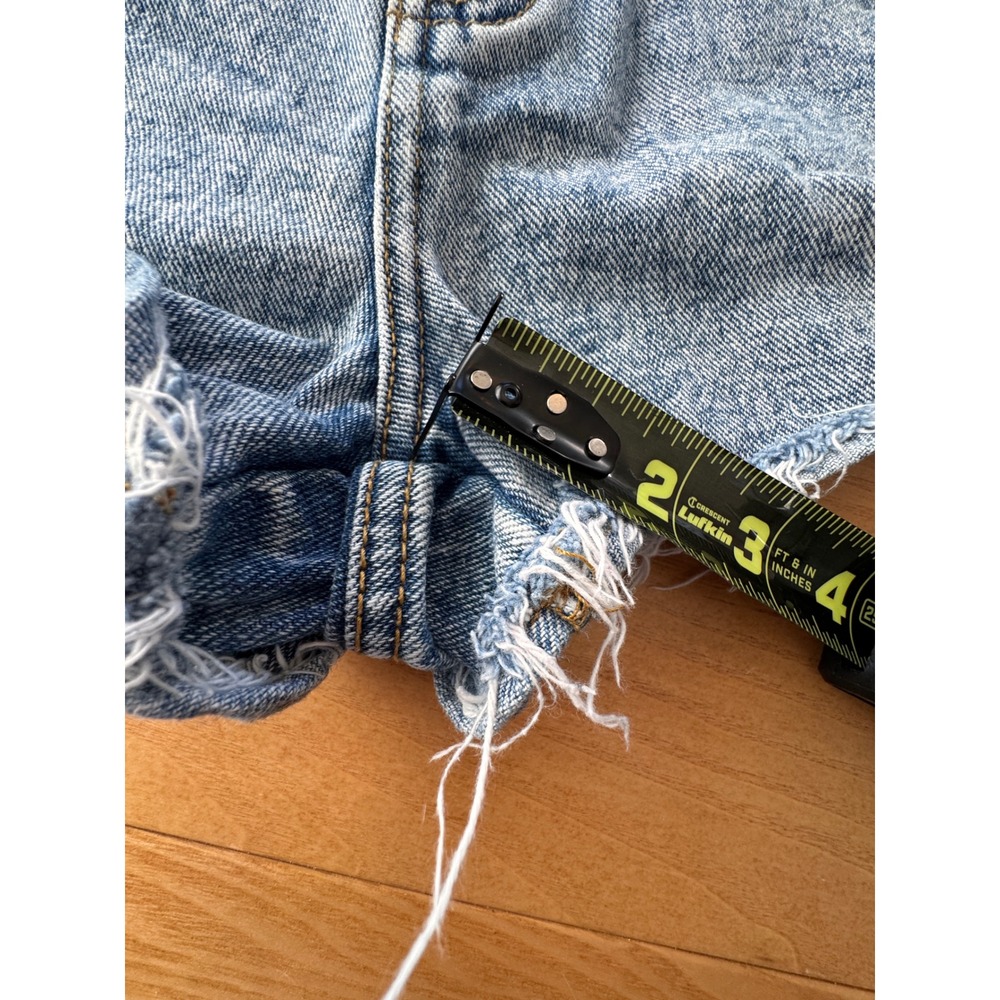 Bullhead Denim Co Jean Shorts Womens 25 Acid Wash High Rise Raw Hem Indie - Picture 10 of 13